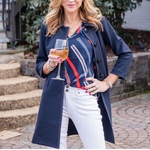 Cabi Carriage Jacket Style# 5658 Navy Blue Long Line Coat Sz L
